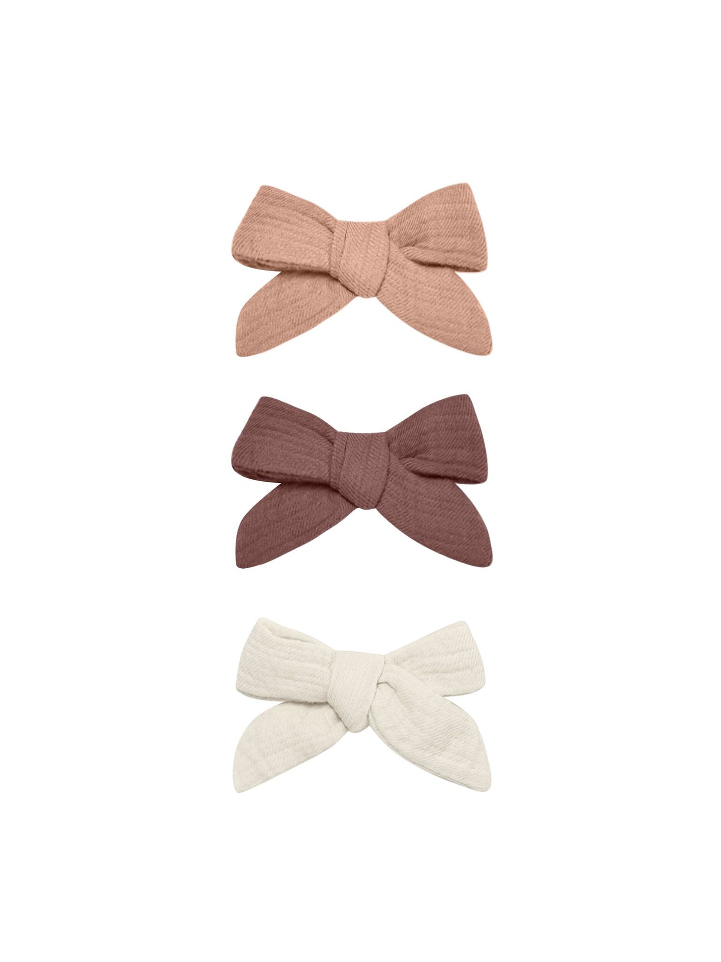BOW W. CLIP, SET OF 3 || ROSE, PLUM, NATURAL
