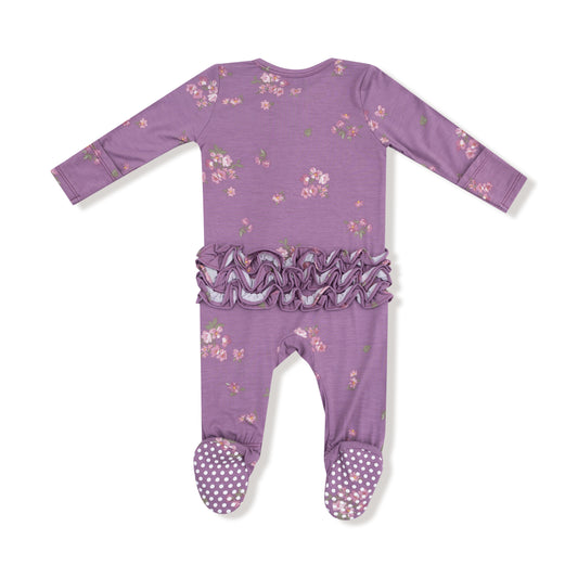 Woodsorrel- Modal Rib - 2 Way Ruffle Zipper Footie
