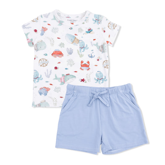 Sailor Sea Creatures - Crew Neck Tee With Casual Short
