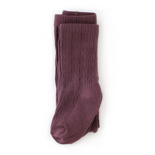 Dusty Plum Cable Knit Tights