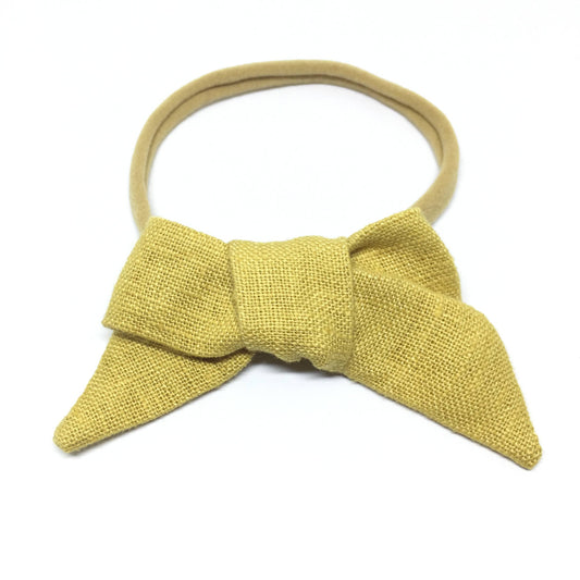 Golden Linen Chunky Hair Bow (Organic)